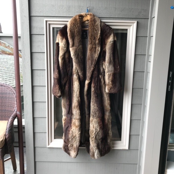 Polo Norte brown rabbit very long coat, XL - Picture 6 of 6